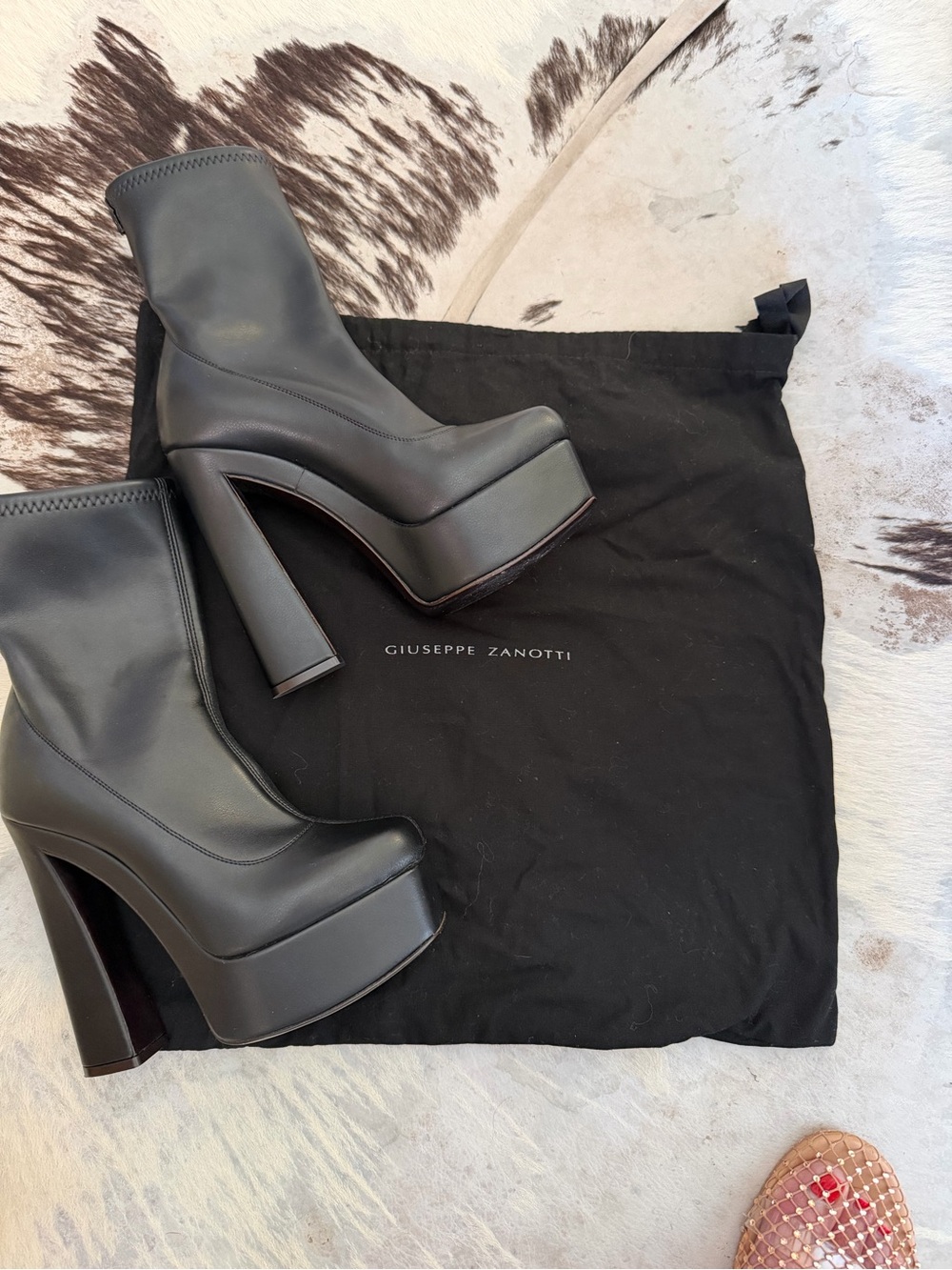 Giuseppe Zanotti Black Leather Platform Ankle Boots